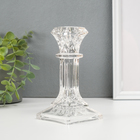 Подсвечник стекло на 1 свечу "Колонна с прямоугольная" прозрачный 16,5х8,3х8,3 см - фото 2135853