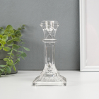 Подсвечник стекло на 1 свечу "Колонна с прямоугольная" прозрачный 16,5х8,3х8,3 см - Фото 2