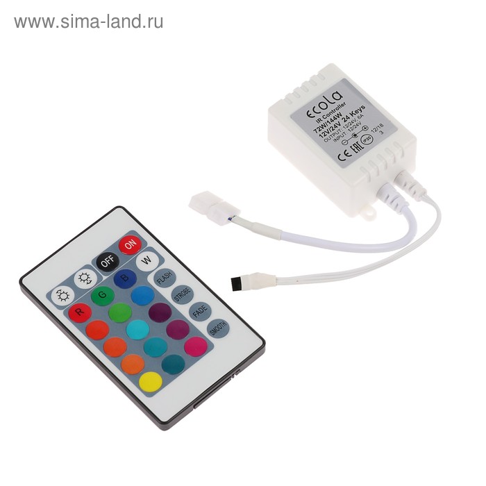 Контроллер Ecola для RGB ленты, 12 – 24 В, 6 А, пульт ДУ - Фото 1