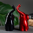 Фигура "Пара слонов" черный/бордовый, 7х12х16см - фото 8452286