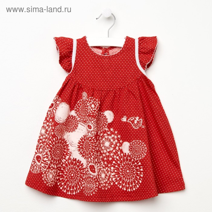 Платье для девочек, цвет красный, рост 80 см - Фото 1