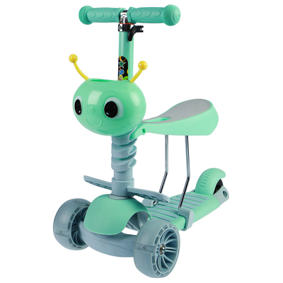 Самокат стальной 2 в 1, колёса световые PU d=110х50, 80х45 мм, ABEC 7, цвет мятный