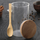 Банка стеклянная для сыпучих продуктов с бамбуковой крышкой и ложкой «Эко», 900 мл, 10×12×15,5 см - Фото 2