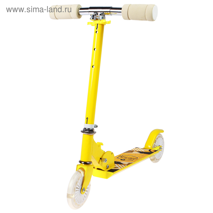Самокат алюминиевый, складной, колёса PU d=125 мм, ABEC 7, цвет жёлтый - Фото 1