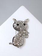 Брошь «Котик», белая в серебре 4096989