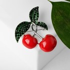 Брошь «Вишенки» наливные, цвет красно-зелёный в серебре - Фото 3