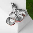 Брошь «Вишенки» наливные, цвет красно-зелёный в серебре - Фото 4