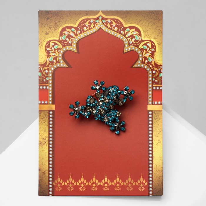 

Брошь «Лягушка», цвет изумрудный в сером металле