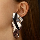 Серьги металл «Атмосфера» абстракция, цвет серебро - Фото 3