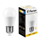 Лампа светодиодная FERON, "Шар" Е27, 11 Вт, 230 В, 2700 К - фото 2993032