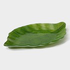 Блюдо стеклянное сервировочное Доляна «Лист», 31×19 см, цвет зелёный - фото 4270361