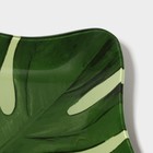 Блюдо стеклянное сервировочное Доляна «Монстера», 21×21 см, цвет зелёный - фото 4270373