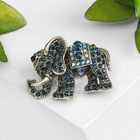 Брошь "Слоненок", цвет синий в черненом серебре - Фото 1