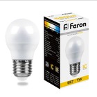 Лампа светодиодная FERON LB-95, G45, E27, 7 Вт, 230 В, 2700 К, 560 Лм, 220°, 82 х 45 мм - фото 320644200