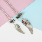 Кулоны на отрывной карточке "Неразлучники" для сестёр, крылья, цветные в серебре, 45 см - Фото 1
