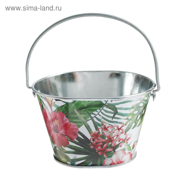 Кукольная миниатюра. Ведерко фигруное, малое «Экзотические растения» - Фото 1