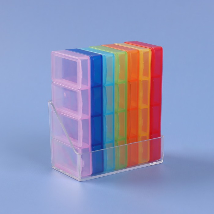 Таблетница - органайзер «Неделька», 7 контейнеров по 4 секции, 8,5 × 7 × 4 см, разноцветная - фото 1911358305