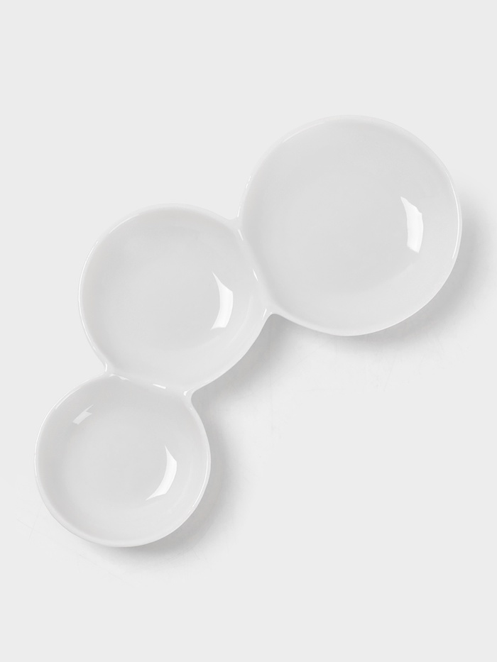 Менажница «Атом», 3 секции, 20×12 см, керамика, белая - Фото 1