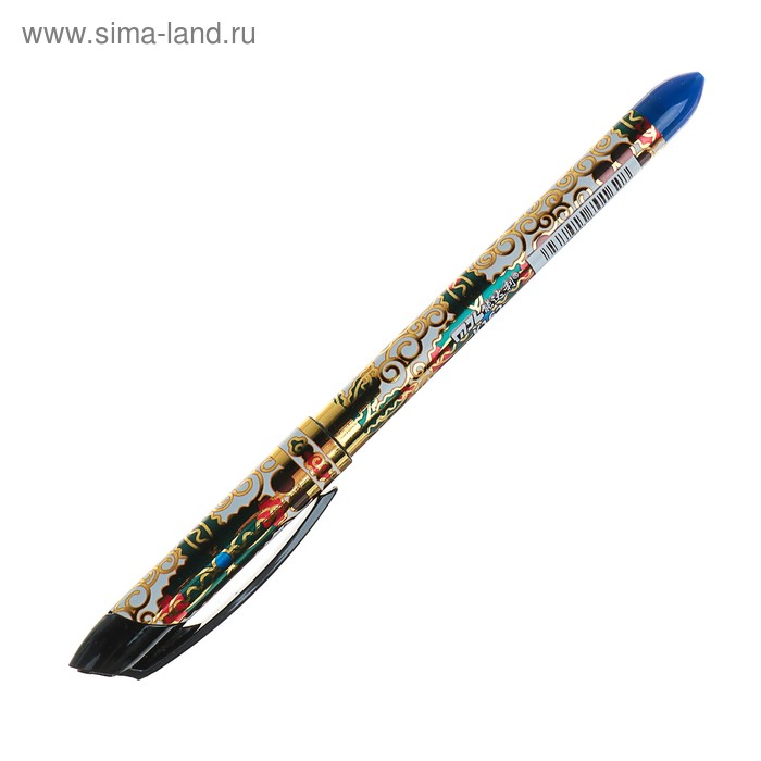 Ручка гелевая 0.5 мм, синяя, корпус «Золотые узоры», с рифленым держателем - Фото 1