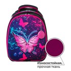Рюкзак каркасный школьный, 38 х 30 х 16 см, 3D-рисунок, Calligrata Т "Неоновая бабочка", фиолетовый - Фото 2
