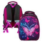 Рюкзак каркасный школьный, 38 х 30 х 16 см, 3D-рисунок, Calligrata Т "Неоновая бабочка", фиолетовый - Фото 6