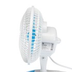 Вентилятор Luazon LOF-04, настольный, 15 Вт, 15 см, 2 режима, пластик, бело-голубой - фото 8452792