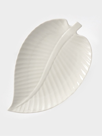 Блюдо для подачи «Лист», 25×16×2 см, керамика, цвет белый