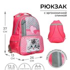 Рюкзак школьный, 37 х 26 х 13 см, эргономичная спинка, Calligrata ОРТ "Котёнок с горошком" - фото 10730779
