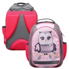 Рюкзак школьный, 37 х 27 х 16 см, эргономичная спинка, Calligrata Б "Совушка", серый/розовый - фото 8799163