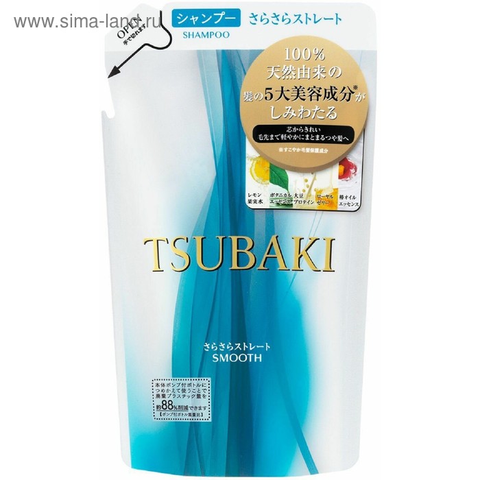 Разглаживающий шампунь для волос Shiseido Tsubaki Smooth с маслом камелии, дой-пак, 330 мл - Фото 1