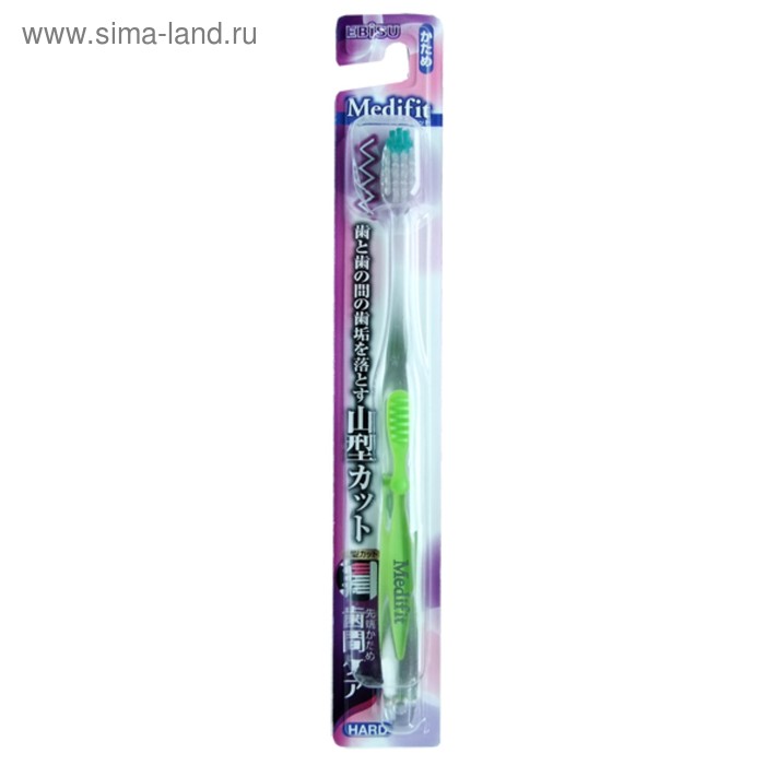 Зубная щетка EBISU с W-образным срезом ворса, зоной для очищения дальних зубов, жёсткая - Фото 1