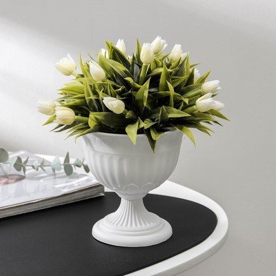 Вазон для цветов «Венеция», 600 мл, d=14 см, h=14 см, пластиковый, белый