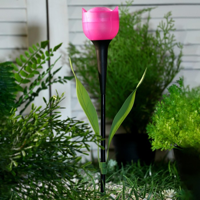 Садовый светильник на солнечной батарее «Тюльпан», 6 × 38 × 6 см, 1 LED, свечение белое - фото 1898196235