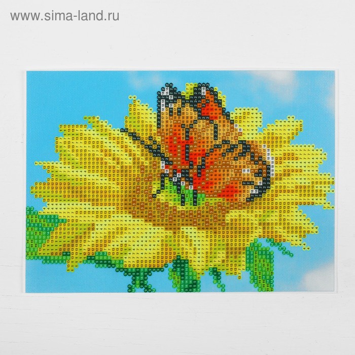 Алмазная вышивка с частичным заполнением «Бабочка на цветке», 15 х 21 см, холст. Набор для творчества