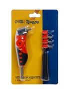 Адаптер угловой для дрели ТУНДРА, с набором бит 4 шт. 3640679