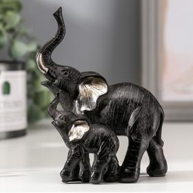 Сувенир полистоун "Слон африканский со слонёнком" 12х10,5х5 см