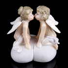 Сувенир полистоун "Ангелочки на сердечке-беседа" (набор 2 шт) 9,5х8,5х8,2 см - Фото 1
