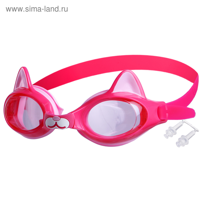 Очки для плавания «Котёнок», детские, цвет розовый - Фото 1