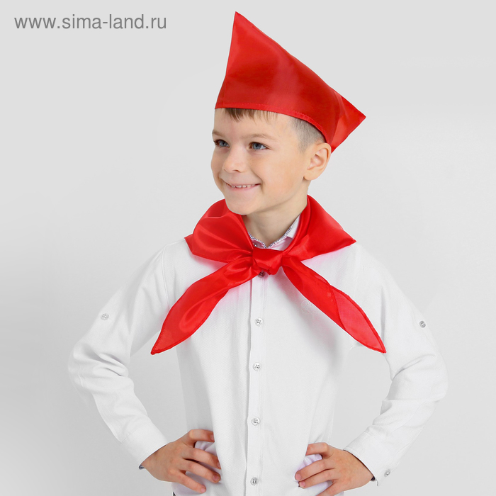 Карнавальный набор пионера: галстук, пилотка, цвет красный - Фото 1