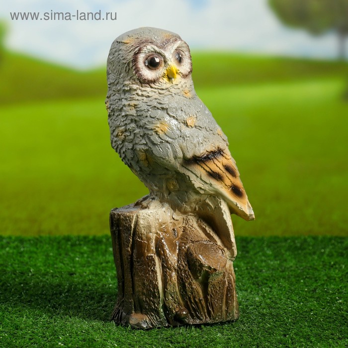 Садовая фигура "Сова на пне" серая, 28см - Фото 1