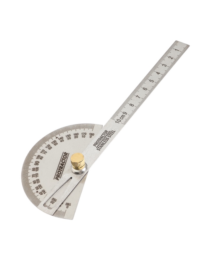 Угломер с линейкой ТУНДРА, нержавеющая сталь, гравировка, 100 мм