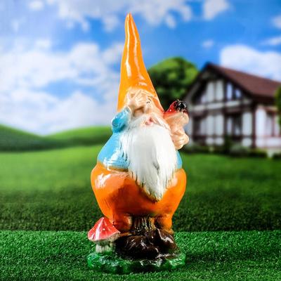 Садовая фигура из гипса «Гном с грибом», h=43 см