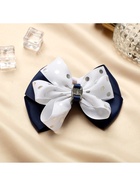 Бант для волос на резинке «Школьница», горох серебро, 8 см, бело-синий - Фото 3