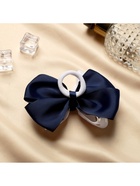 Бант для волос на резинке «Школьница», горох серебро, 8 см, бело-синий - Фото 4