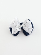 Бант для волос на резинке «Школьница», горох серебро, 8 см, бело-синий - Фото 5