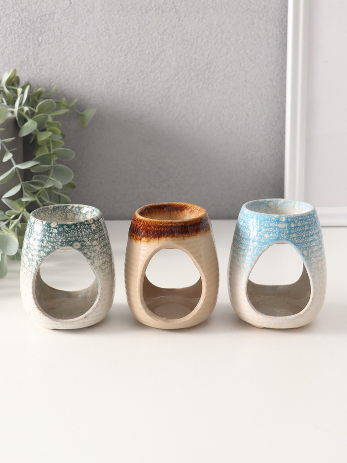 Аромалампа для эфирных масел «Полоски», керамика, 8.2×6.3×6.3 см, МИКС