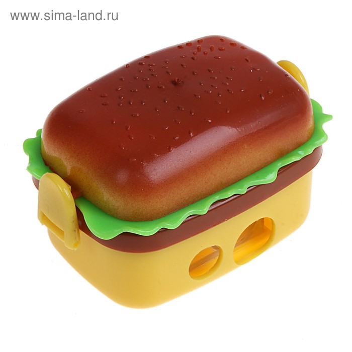 Точилка Сенгвич пласт с конт двойная с 2-мя ластиками микс - Фото 1