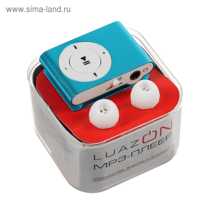 MP3-плеер LuazON LMP-03, АКБ, MicroSD, MiniUSB 5pin, наушники вакуумные, голубой - Фото 1
