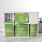 Набор аксессуаров для ванной комнаты Elegance, 4 предмета (дозатор 500 мл, мыльница, 2 стакана), цвет зелёный - Фото 3