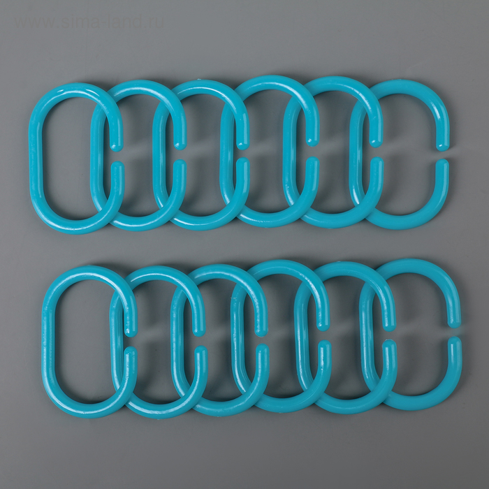 Набор крючков для штор 12 шт, цвет синий - Фото 1